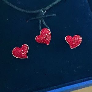 Swarovski crystal heart necklace and earrings.